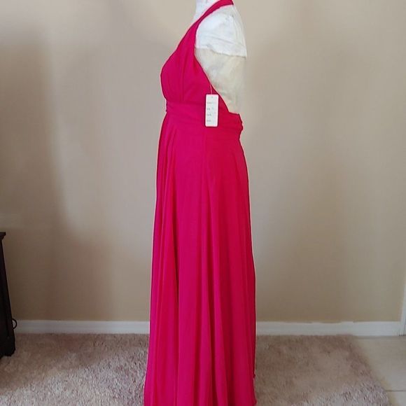 (27) NWOT Wow A-Line Plus Size Long Gown Style #2431 in Lipstick Color - Picture 2 of 4